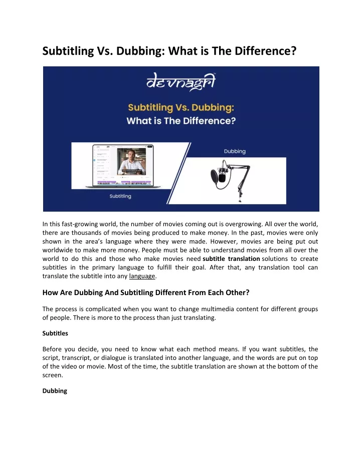 subtitling vs dubbing what is the difference