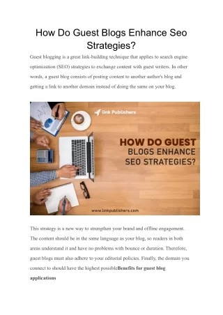 how do guest blogs enhance seo strategies