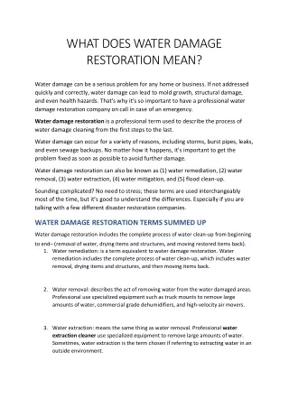 What Does Water Damage Restoration Mean? | EFRA
