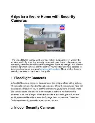 5 tips for a secure Home with Security Cameras