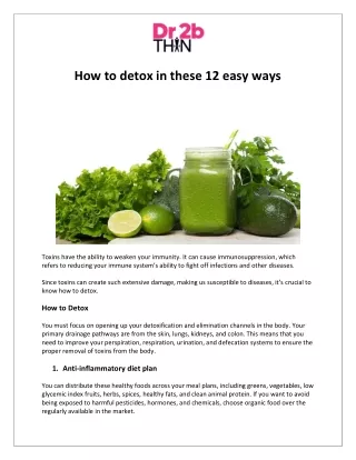 Dr2bThin - How to detox in these 12 easy ways