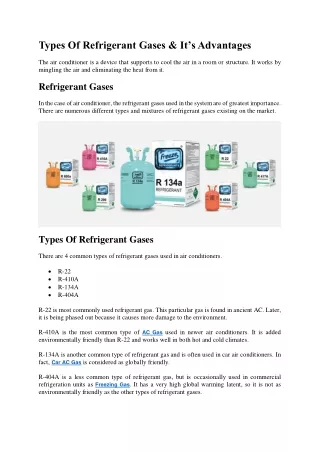 types of refrigerant gases it s advantages