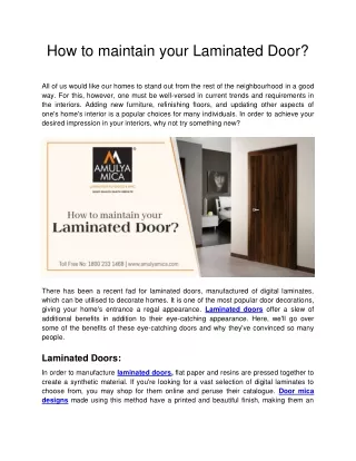 How to maintain your Laminated Door?