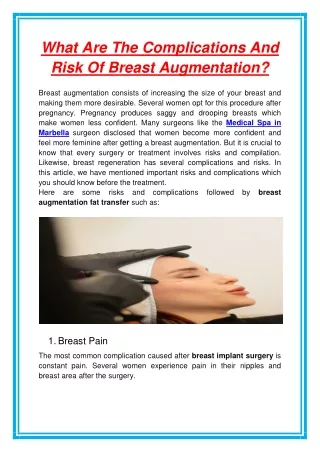 what are the complications and risk of breast