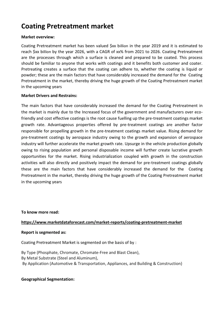 coating pretreatment market