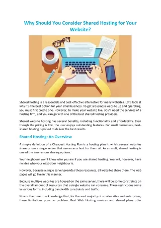 why should you consider shared hosting for your