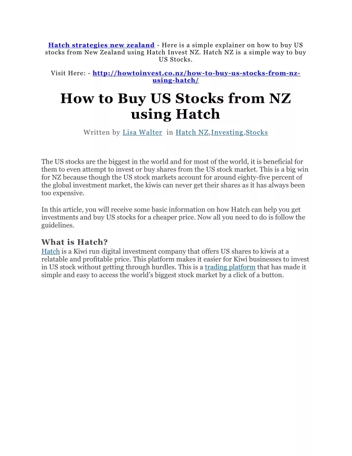 hatch strategies new zealand here is a simple