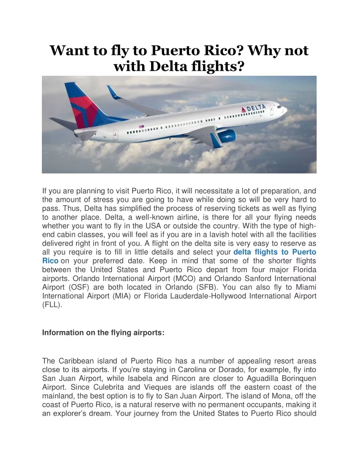 want to fly to puerto rico why not with delta