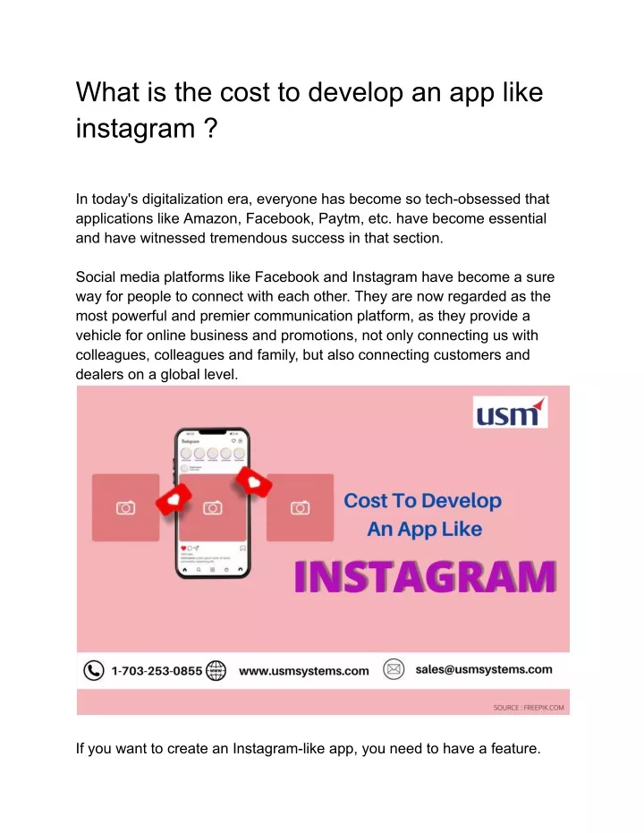 what is the cost to develop an app like instagram