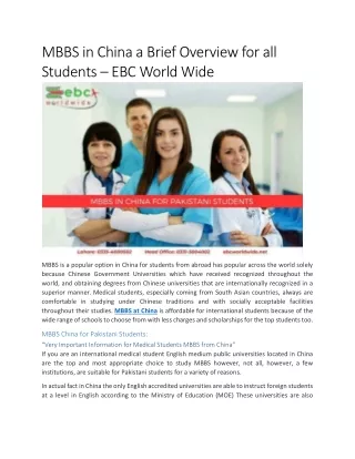 mbbs in china a brief overview for all students