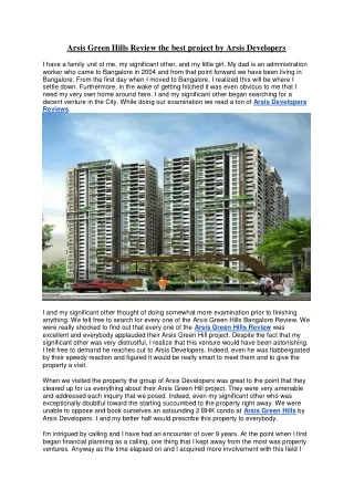 arsis green hills review the best project
