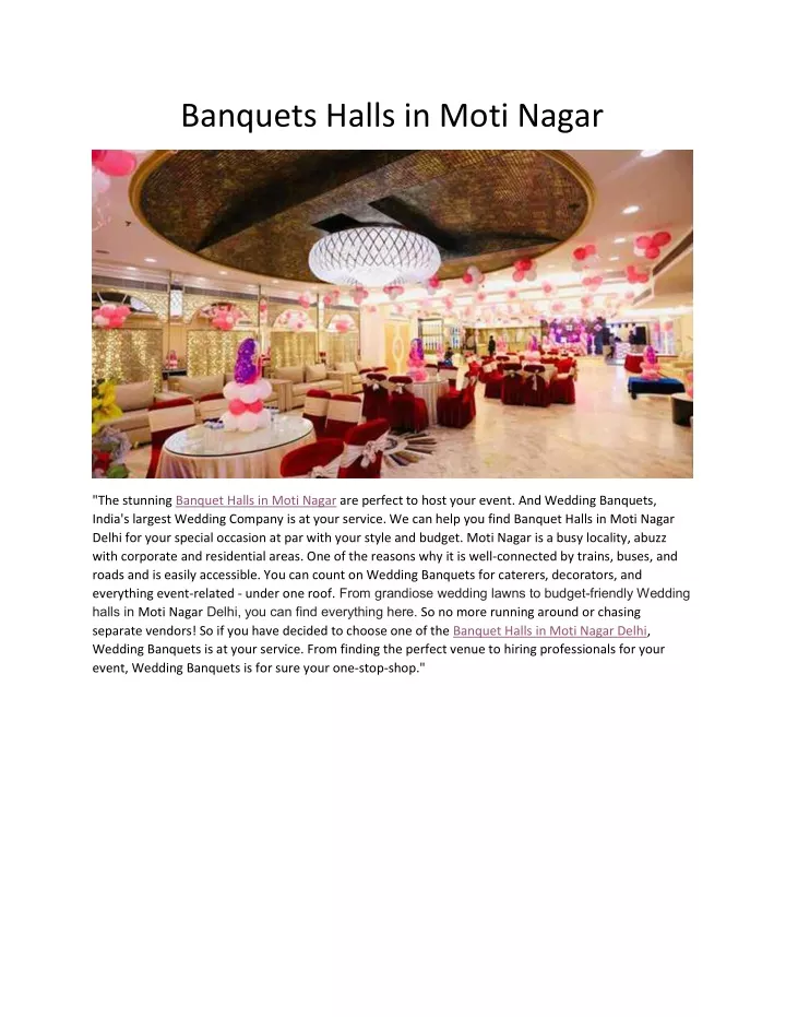 banquets halls in moti nagar