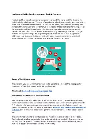 healthcare mobile app development cost features