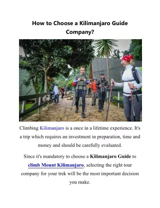 How to Choose a Kilimanjaro Guide Company