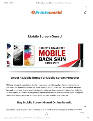 Shop Online Mobile Screen Guard at discounted Price - Printoworld