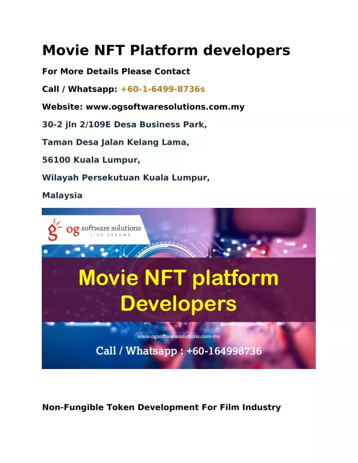 movie nft platform developers