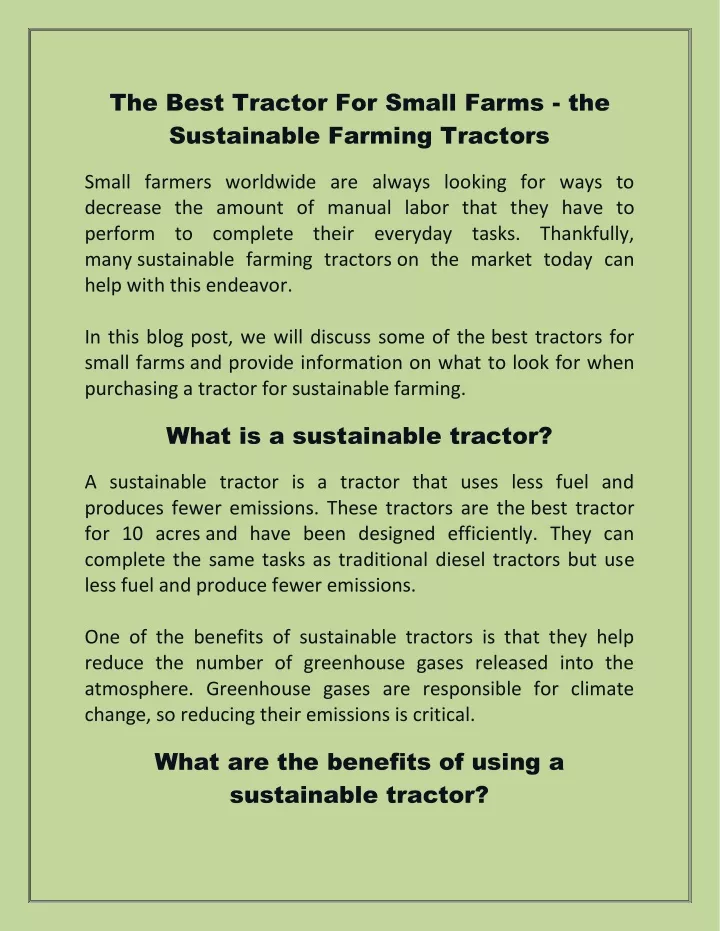 the best tractor for small farms the sustainable