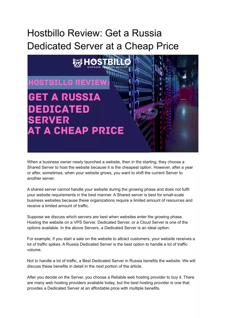 hostbillo review get a russia dedicated server