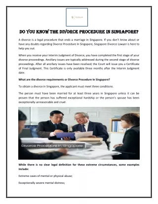 Do you Know the Divorce Procedure In Singapore