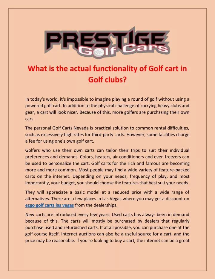 what is the actual functionality of golf cart