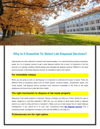 Why Is It Essential To Select Lab Disposal Services