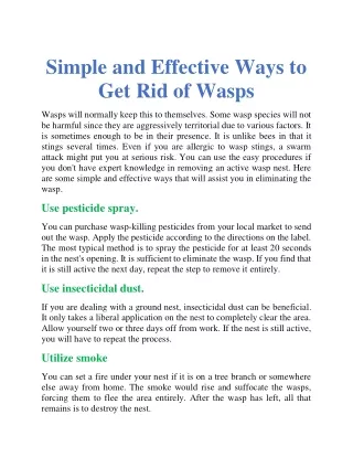 simple and effective ways to get rid of wasps