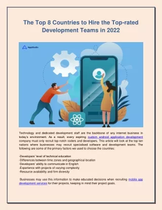 The Top 8 Countries to Hire the Top-rated Development Teams in 2022