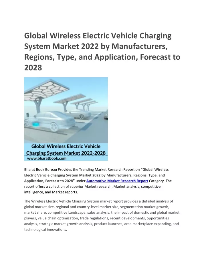 global wireless electric vehicle charging system