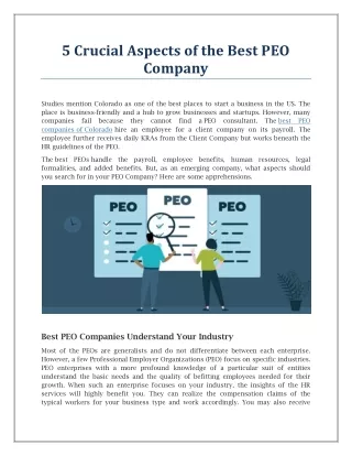 How To Choose The Right PEOs