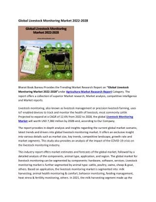 global livestock monitoring market 2022 2028