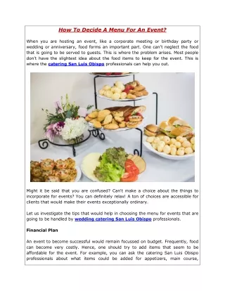 how to decide a menu for an event