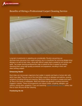 Benefits of Hiring a Professional Carpet Cleaning Service
