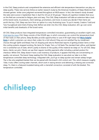 Chilisleep™ Announces Sleep Tech Collaboration With ...