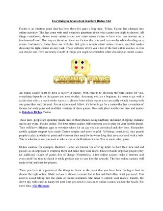 everything in detail about rainbow riches slot