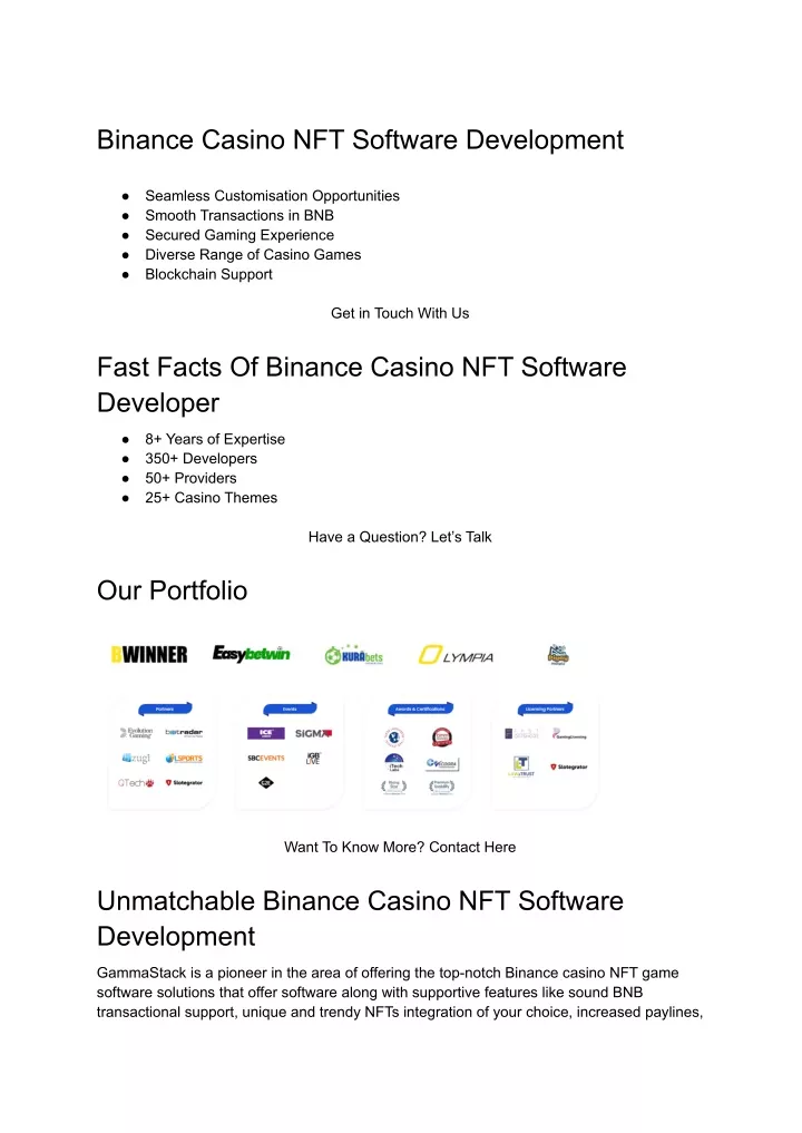 binance casino nft software development