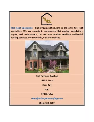 Flat Roof Specialists | Richrayburnroofing.com