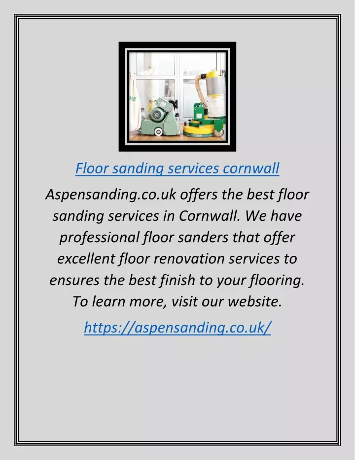 floor sanding services cornwall