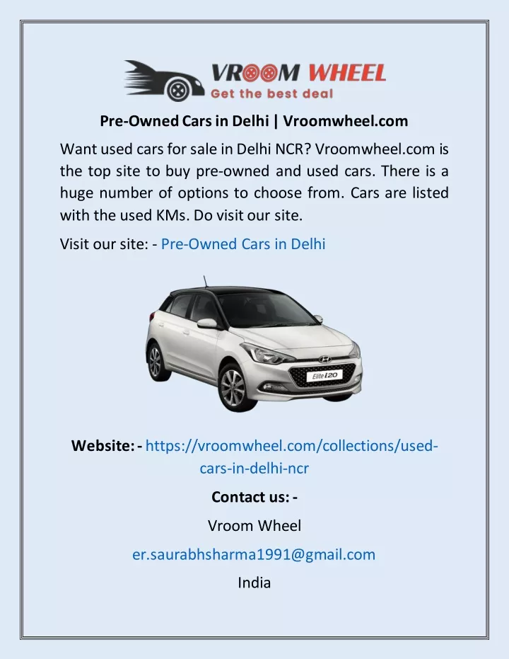 pre owned cars in delhi vroomwheel com