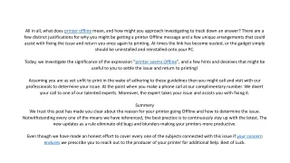 all in all what does printer offline mean