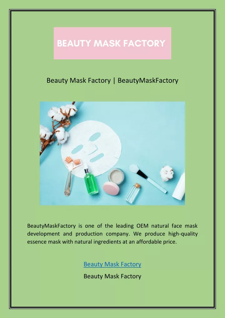 beauty mask factory beautymaskfactory