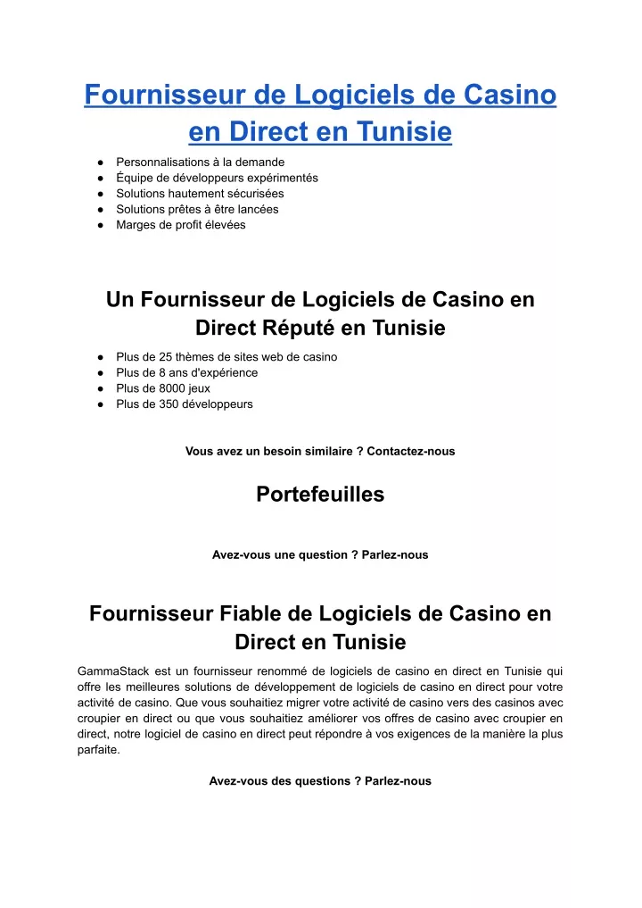 fournisseur de logiciels de casino en direct