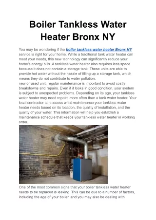 Boiler Tankless Water Heater Bronx NY