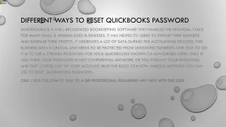 different ways to reset quickbooks password