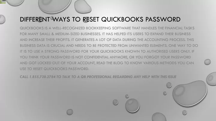 different ways to reset quickbooks password