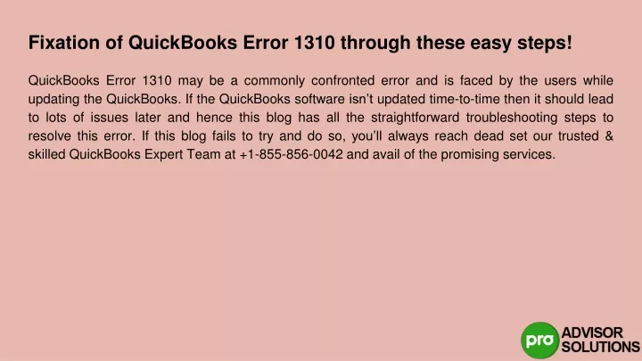 fixation of quickbooks error 1310 through these easy steps