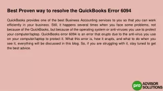 best proven way to resolve the quickbooks error 6094