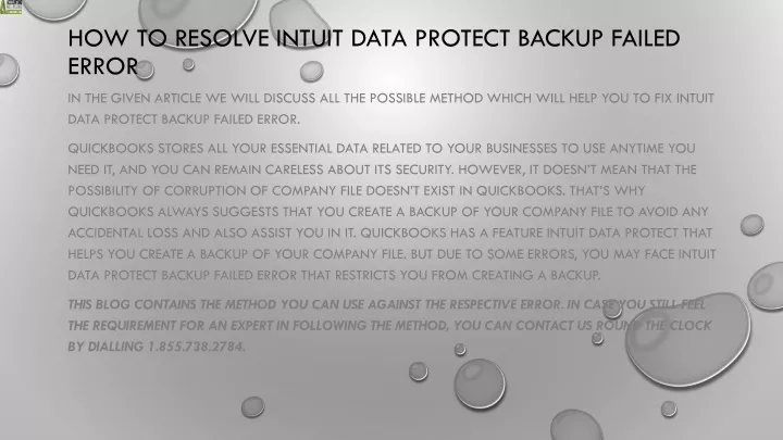 how to resolve intuit data protect backup failed error