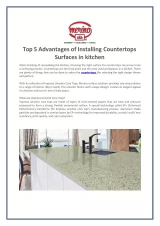 top 5 advantages of installing countertops surfaces in kitchen