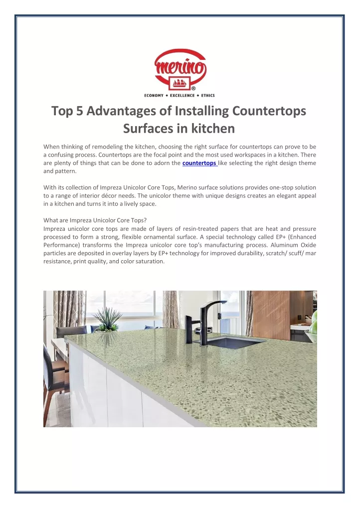 top 5 advantages of installing countertops surfaces in kitchen