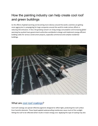 5 Reasons Why the painting industry can help create cool roof and green buildings